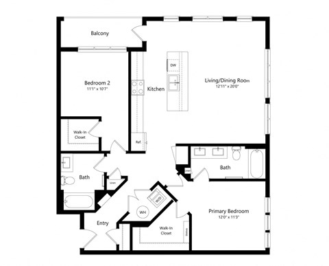 a floor plan of a unit with a bedroom and a living room